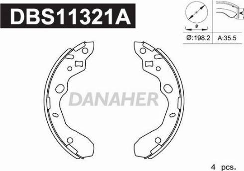 Danaher DBS11321A - Комплект гальм, барабанний механізм autozip.com.ua