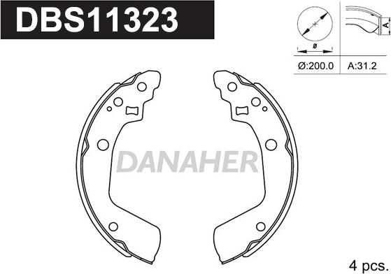 Danaher DBS11323 - Комплект гальм, барабанний механізм autozip.com.ua