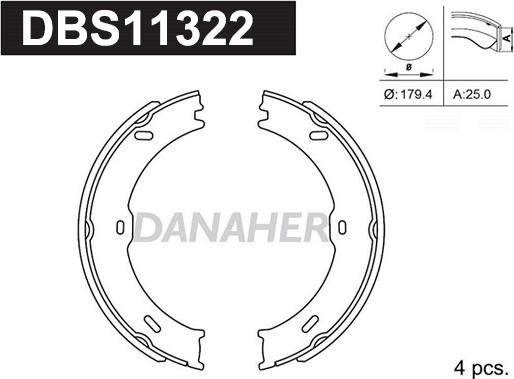 Danaher DBS11322 - Комплект гальм, ручник, парковка autozip.com.ua