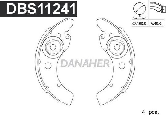 Danaher DBS11241 - Комплект гальм, барабанний механізм autozip.com.ua
