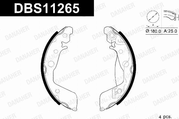 Danaher DBS11265 - Комплект гальм, барабанний механізм autozip.com.ua