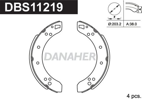 Danaher DBS11219 - Комплект гальм, барабанний механізм autozip.com.ua