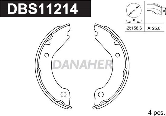 Danaher DBS11214 - Комплект гальм, ручник, парковка autozip.com.ua