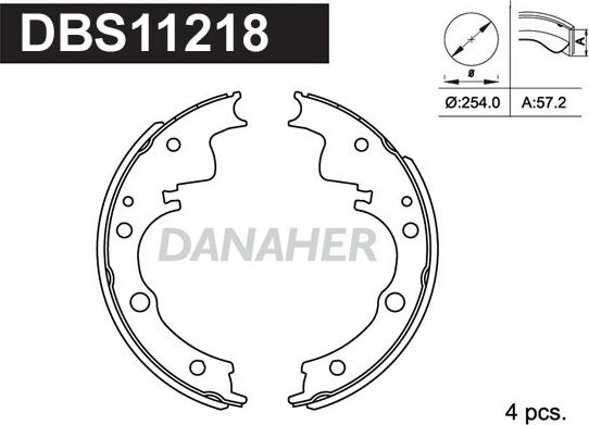 Danaher DBS11218 - Комплект гальм, барабанний механізм autozip.com.ua