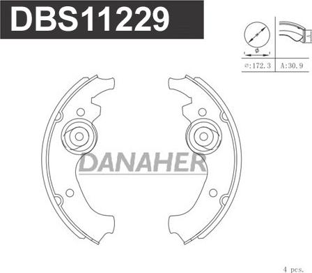 Danaher DBS11229 - Комплект гальм, барабанний механізм autozip.com.ua