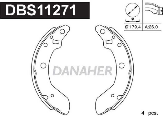 Danaher DBS11271 - Комплект гальм, барабанний механізм autozip.com.ua
