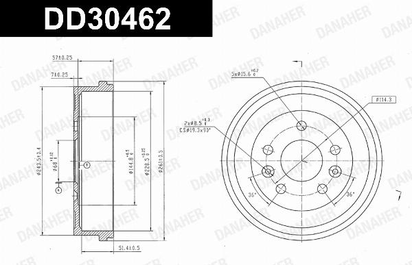 Danaher DD30462 - Гальмівний барабан autozip.com.ua