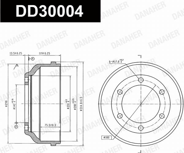 Danaher DD30004 - Гальмівний барабан autozip.com.ua