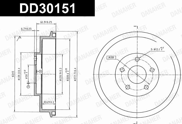 Danaher DD30151 - Гальмівний барабан autozip.com.ua