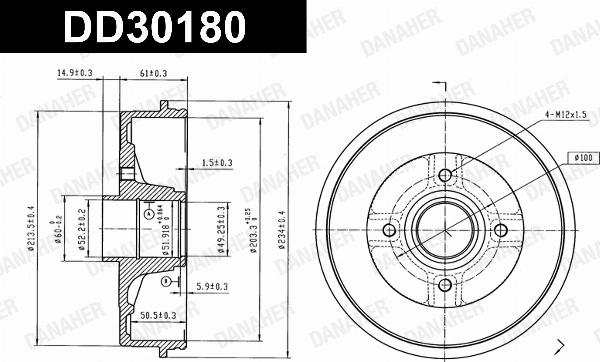 Danaher DD30180 - Гальмівний барабан autozip.com.ua
