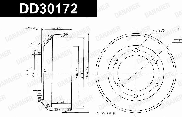 Danaher DD30172 - Гальмівний барабан autozip.com.ua
