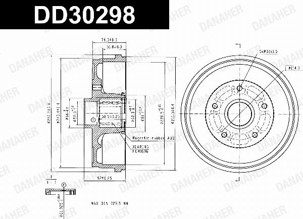 Danaher DD30298 - Гальмівний барабан autozip.com.ua
