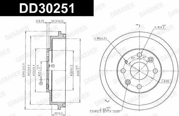 Danaher DD30251 - Гальмівний барабан autozip.com.ua