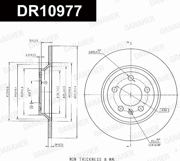Danaher DR10977 - Гальмівний диск autozip.com.ua