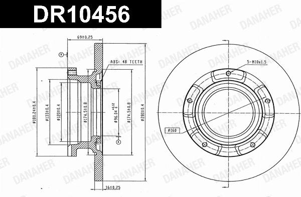 Danaher DR10456 - Гальмівний диск autozip.com.ua