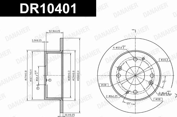Danaher DR10401 - Гальмівний диск autozip.com.ua