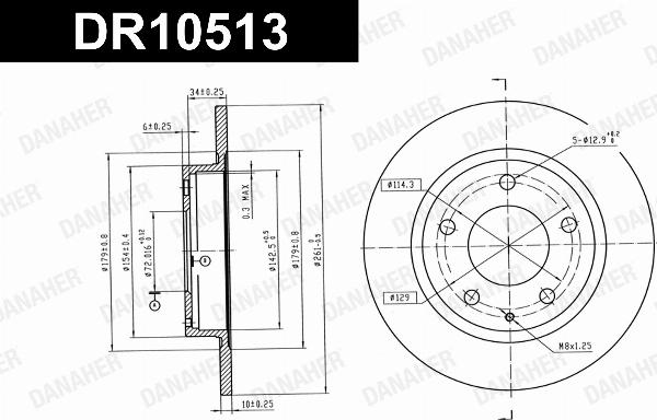 Danaher DR10513 - Гальмівний диск autozip.com.ua