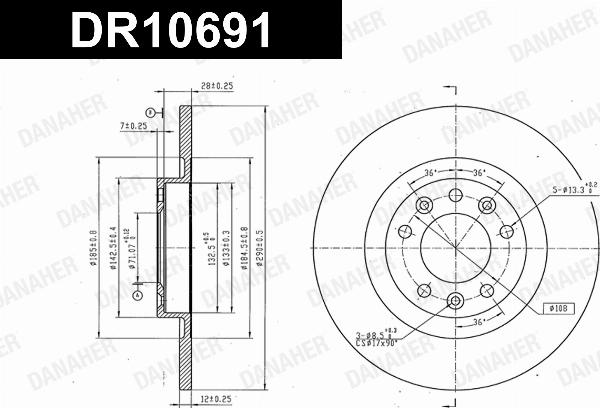 Danaher DR10691 - Гальмівний диск autozip.com.ua
