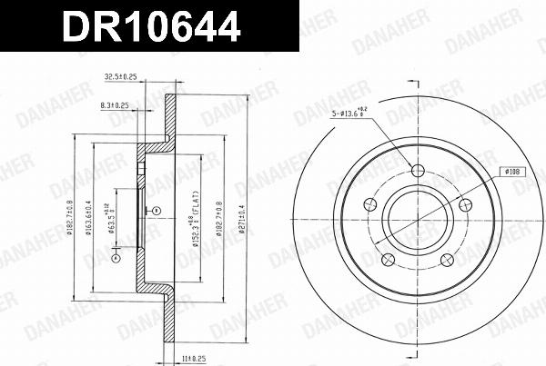 Danaher DR10644 - Гальмівний диск autozip.com.ua