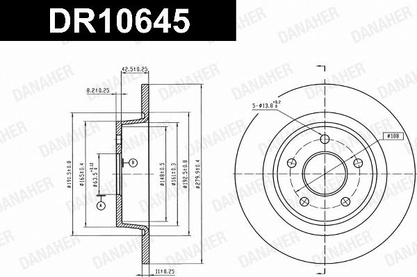 Danaher DR10645 - Гальмівний диск autozip.com.ua