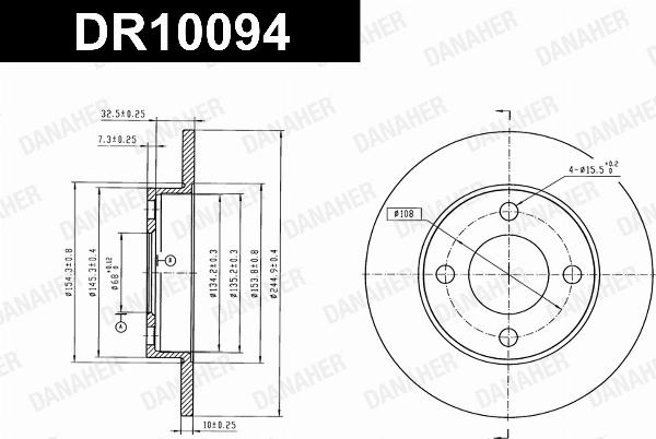 Danaher DR10094 - Гальмівний диск autozip.com.ua