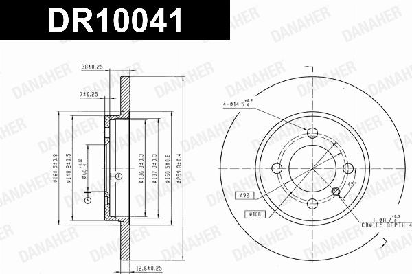 Danaher DR10041 - Гальмівний диск autozip.com.ua