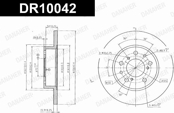 Danaher DR10042 - Гальмівний диск autozip.com.ua