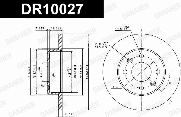 Danaher DR10027 - Гальмівний диск autozip.com.ua
