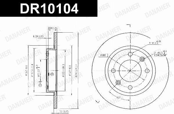 Danaher DR10104 - Гальмівний диск autozip.com.ua