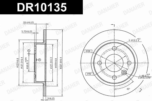 Danaher DR10135 - Гальмівний диск autozip.com.ua