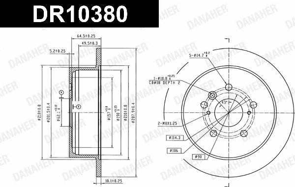 Danaher DR10380 - Гальмівний диск autozip.com.ua