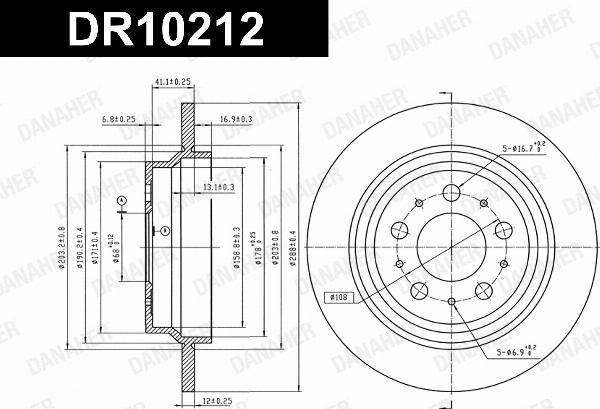 Danaher DR10212 - Гальмівний диск autozip.com.ua