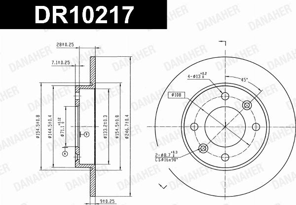 Danaher DR10217 - Гальмівний диск autozip.com.ua