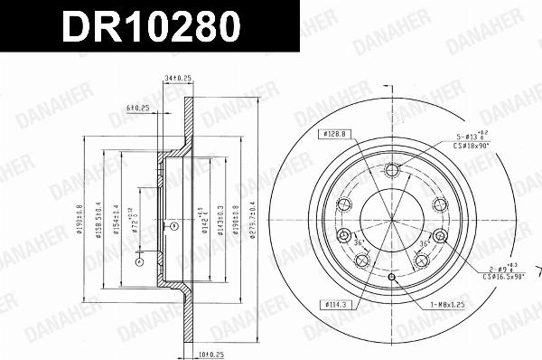 Danaher DR10280 - Гальмівний диск autozip.com.ua