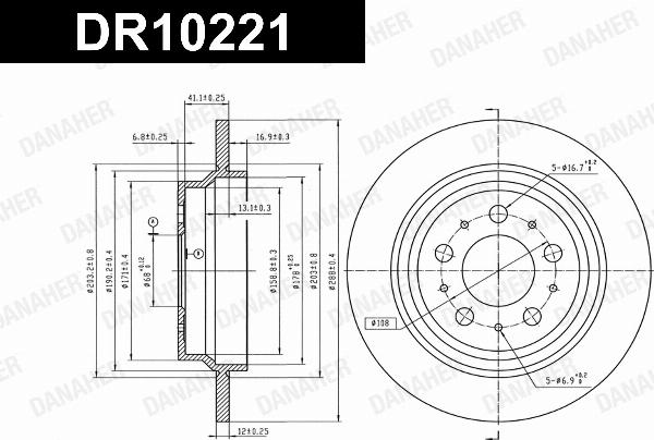 Danaher DR10221 - Гальмівний диск autozip.com.ua