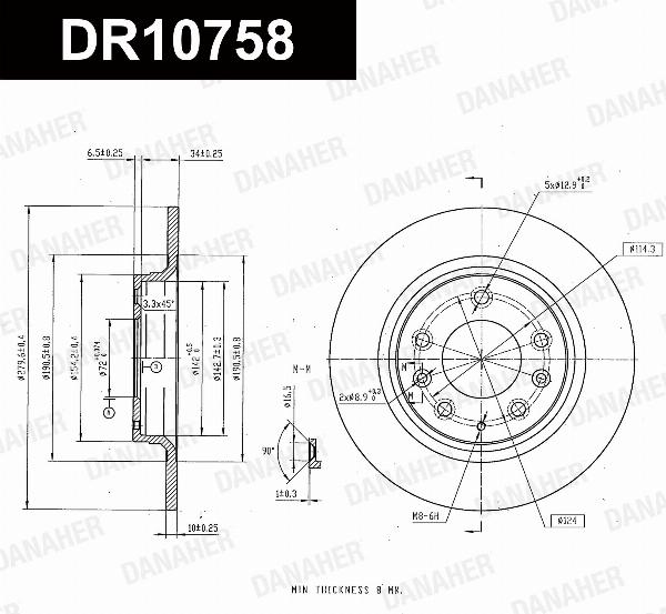 Danaher DR10758 - Гальмівний диск autozip.com.ua
