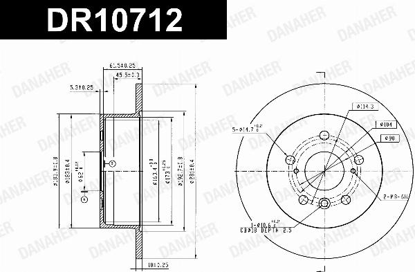 Danaher DR10712 - Гальмівний диск autozip.com.ua