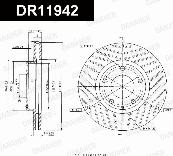 Danaher DR11942 - Гальмівний диск autozip.com.ua