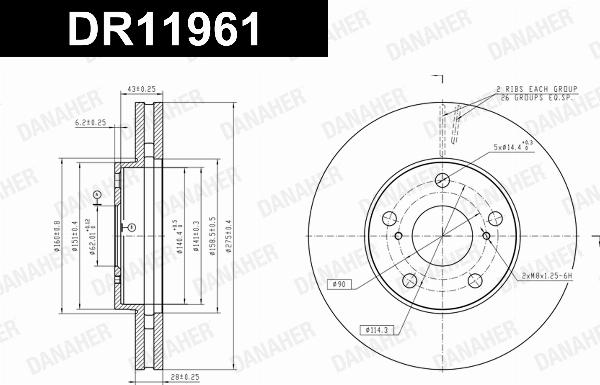 Danaher DR11961 - Гальмівний диск autozip.com.ua