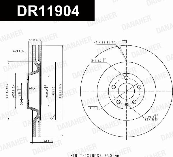 Danaher DR11904 - Гальмівний диск autozip.com.ua