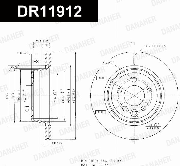 Danaher DR11912 - Гальмівний диск autozip.com.ua