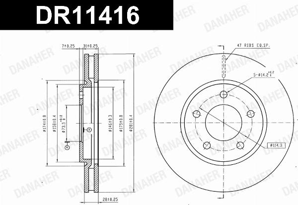 Danaher DR11416 - Гальмівний диск autozip.com.ua
