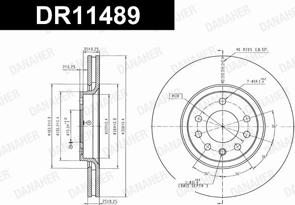 Danaher DR11489 - Гальмівний диск autozip.com.ua