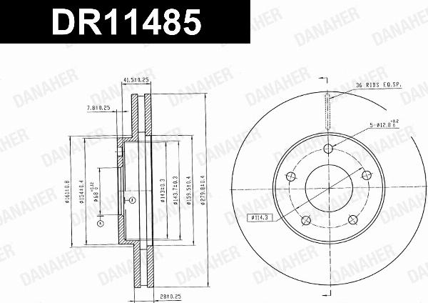 Danaher DR11485 - Гальмівний диск autozip.com.ua