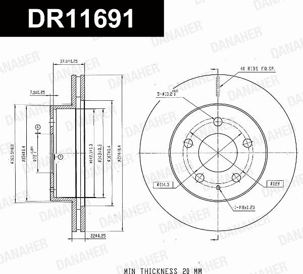 Danaher DR11691 - Гальмівний диск autozip.com.ua