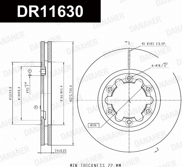 Danaher DR11630 - Гальмівний диск autozip.com.ua