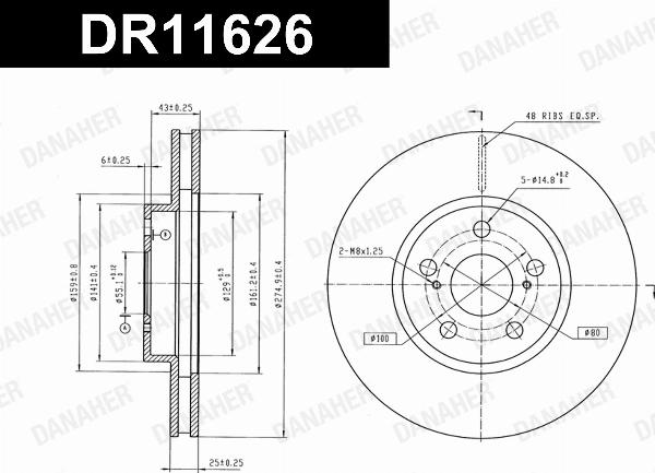 Danaher DR11626 - Гальмівний диск autozip.com.ua