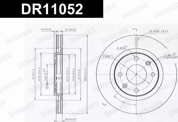 Danaher DR11052 - Гальмівний диск autozip.com.ua
