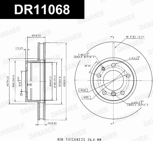Danaher DR11068 - Гальмівний диск autozip.com.ua