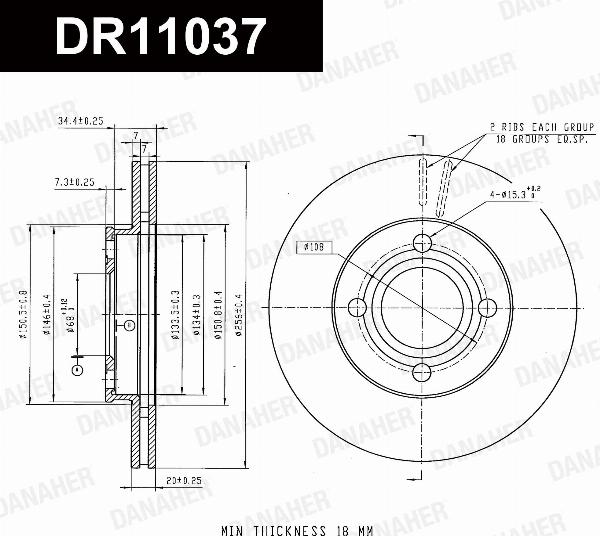 Danaher DR11037 - Гальмівний диск autozip.com.ua